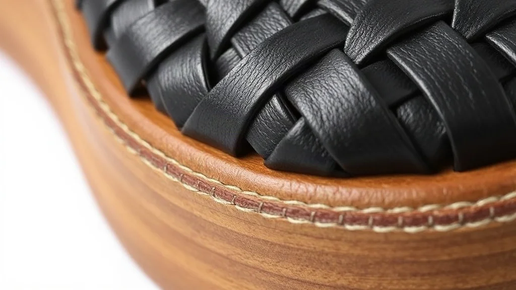 Artisan leather weave and craftsmanship texture detail of Wedge & Platform Mexican Huaraches